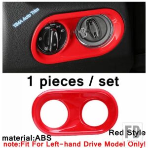 ポルシェ マカン 2014-2023 対応 レッド インテリアアクセサリー ACベント ヘッドランプ スイッチボタン カバー - Headlight Control