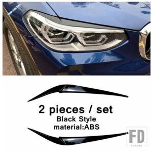 BMW X3 G01 2018-2023 / X4 G02 2019-2023 対応 自動車用 フロントヘッドライトカバートリム ヘッドライトランプフード装飾 アウターアクセサリ - Black