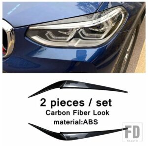 BMW X3 G01 2018-2023 / X4 G02 2019-2023 対応 自動車用 フロントヘッドライトカバートリム ヘッドライトランプフード装飾 アウターアクセサリ - Carbon Fiber