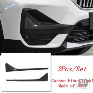 BMW 2PCS フロントバンパー フォグライト ランプ アイリッド ストリップ ガード モールディング デコレーション カバー トリム X1 F48 2020 20 - Carbon Fiber Look