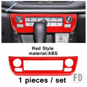 ジープ コンパス 2021-23 用 カーボン / レッド インテリアパーツ カーコンソール ギアシフトボックス パネル エア エアコン フレーム ガラス - model 5