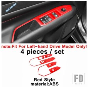 ジープ コンパス 2021-23 用 カーボン / レッド インテリアパーツ カーコンソール ギアシフトボックス パネル エア エアコン フレーム ガラス - model 3