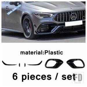 メルセデスベンツ ブラックスタイルフロントバンパーフォグランプ装飾パネルカバートリムプラスチックアクセサリーCLA45 AMG C118 2020 2021に - model 3