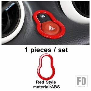 ABSハザード灯/センターコントロールギアシフトパネル/リアウィンドウカバートリムレッドアクセサリー SMART 453 FORTWO 2015 - 2021用 - model 5