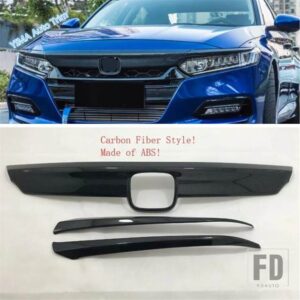 ホンダ カーボン製 オートフロントエンジンフードグリル グリルメッシュ 装飾モールディング ABSアクセサリー カバートリム アコード 2018 201 - Carbon Fiber Look