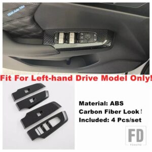 三菱 カーアクセサリー 内ドアアームレスト ウィンドウガラス リフトボタン スイッチ コントロールパネル カバートリム アウトランダー 2023-2 - Carbon Fiber - LHD