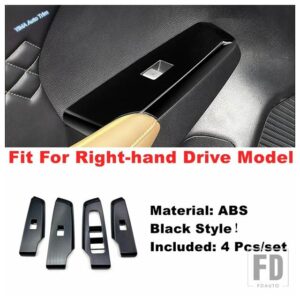 三菱 カーアクセサリー 内ドアアームレスト ウィンドウガラス リフトボタン スイッチ コントロールパネル カバートリム アウトランダー 2023-2 - Black - RHD