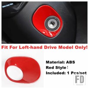 トヨタ 4RUNNER 2010 - 2019用 キー エンジン スタート イグニッション ボタン リング カバー トリム ABS レッド / カーボン インテリアアクセ - Red