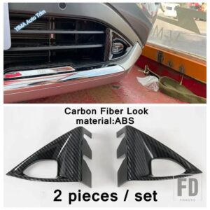 日産 クロームカーフロントフォグライトランプガーニッシュベゼルカバートリムABSアクセサリー エクストレイルXトレイル/ローグT33 2021 2023 - Carbon Fiber Look