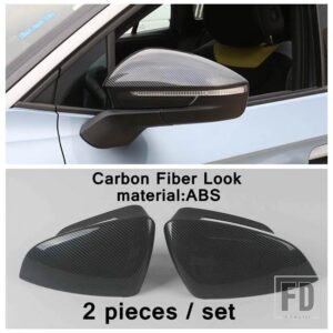 VW クロームABS製自動車用 リアビューサイドガラスミラーカバートリム ID.4 ID.6 2021-23 カーボンルックアクセサリー - Model G