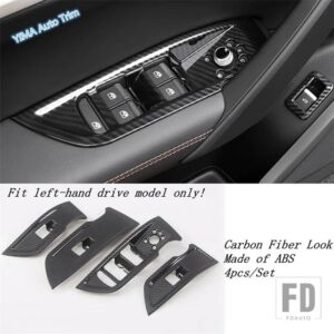 アウディ カーボン/マットカードアアームレストウィンドウガラスリフトボタンスイッチインテリアアクセサリーカバートリム Q5 2018 - 2022用 - Carbon Fiber Look