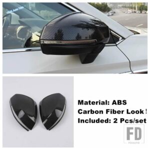 VW ABS製車外側ドアバックミラーカバートリム THARU / TAOS 2018 - 2023 用 ブライト / カーボンアクセサリー - Carbon Fiber Look