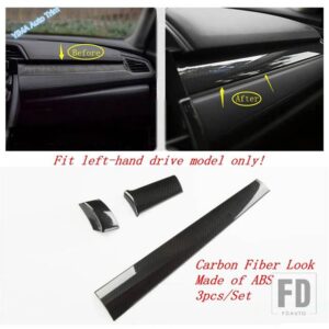 ホンダ シビック2016-2020用 ピラーAスピーカー/ガラススイッチ/エアアウトレット装飾カバートリム カーボンインテリアアクセサリー - Console Trim Strip