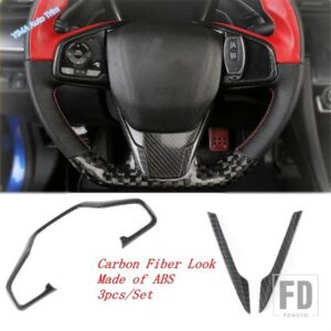 ホンダ シビック2016-2020用 ピラーAスピーカー/ガラススイッチ/エアアウトレット装飾カバートリム カーボンインテリアアクセサリー - Steering Wheel