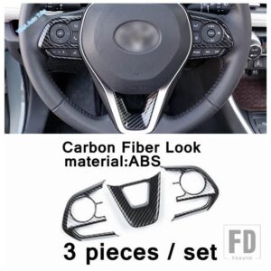 トヨタ カーボン製オートギアシフトヘッド/ヘッドライトスイッチ/エアアウトレットアクセサリーカバートリム RAV4 RAV 4 XA50 2019 - 2024 - Steering Wheel