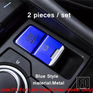 マツダ カーアクセサリー 電動ハンドブレーキ パーキング/メディア回転ボタンカバートリム 3 2017 2018 メタルインテリアカスタムに適合 - model 4