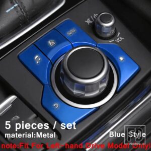 マツダ カーアクセサリー 電動ハンドブレーキ パーキング/メディア回転ボタンカバートリム 3 2017 2018 メタルインテリアカスタムに適合 - model 5