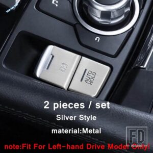 マツダ カーアクセサリー 電動ハンドブレーキ パーキング/メディア回転ボタンカバートリム 3 2017 2018 メタルインテリアカスタムに適合 - model 7