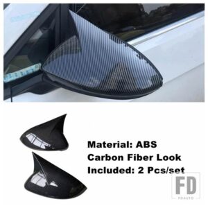 VW ABSカーアクセサリー 牛角ブレードスタイル バックミラー装飾カバートリム ゴルフ 7 7.5 MK7 ハッチバック 2014 - 2019用 - Carbon Fiber Look