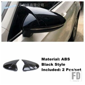 VW ABSカーアクセサリー 牛角ブレードスタイル バックミラー装飾カバートリム ゴルフ 7 7.5 MK7 ハッチバック 2014 - 2019用 - Black Style