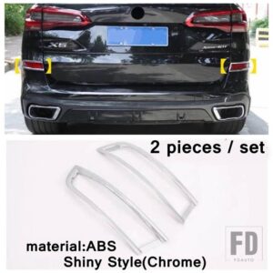 BMW X5 G05 2019 - 2024用 オートフロントフォグランプランプカバートリムリアバンパーフォグランプフレームモールディングステッカー クローム - Model B