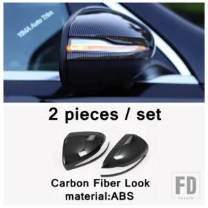 メルセデスベンツ GLE GLS GLE320 450 2020 2021 ドア サイド ウィング バックミラー カバー ステッカー トリム ABS アクセサリー - Carbon Fiber Look
