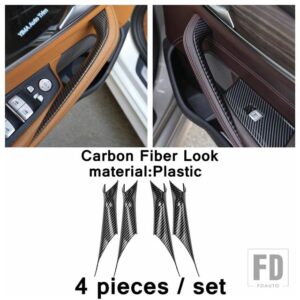 BMW カーボンルック 車内ドアパネル ハンドルバー 装飾 ストライプ カバー トリム ABS アクセサリー 5シリーズ G30 530I 2017-2023用 - Carbon Fiber