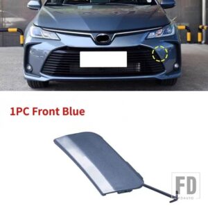 トヨタ カローラ セダン 2019-21用 車フロント リア バンパー 牽引フック キャップ アンダーグリル カバー 牽引アイ リッド トレーラー シェル - Front Blue