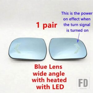 トヨタ シエナ 2011-2019 用 LED ランプ加熱付きブルーガラスレンズ付き自動車用 バックミラー - 1pair Heat With LED