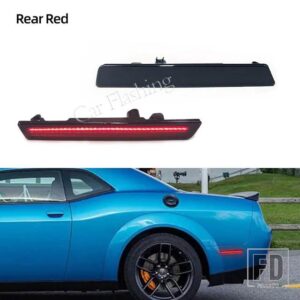 ダッジ チャレンジャー 2015-21 フロント アンバー リア レッド LED サイドマーカーライト用サイドマーカーランプ - Smoke Rear