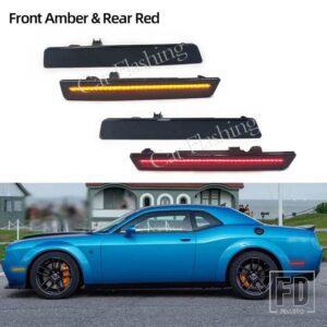 ダッジ チャレンジャー 2015-21 フロント アンバー リア レッド LED サイドマーカーライト用サイドマーカーランプ - Smoke Front and Rear