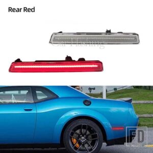 ダッジ チャレンジャー 2015-21 フロント アンバー リア レッド LED サイドマーカーライト用サイドマーカーランプ - Clear Rear