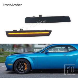 ダッジ チャレンジャー 2015-21 フロント アンバー リア レッド LED サイドマーカーライト用サイドマーカーランプ - Smoke Front
