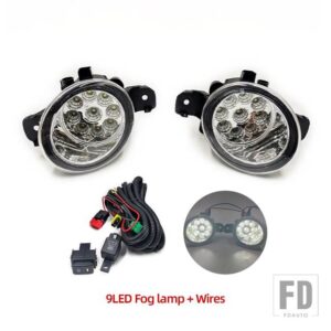 日産 X トレイル X-TRAIL T32 ROGUE 2014 2015 2016 用 LED フォグランプ スイッチハーネスカバー 配線 ハロゲンフォグランプ 1セット - 9LED fog wire