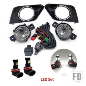 日産 X トレイル X-TRAIL T32 ROGUE 2014 2015 2016 用 LED フォグランプ スイッチハーネスカバー 配線 ハロゲンフォグランプ 1セット - LED set