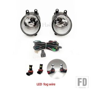 トヨタ シエナ 2010-17 フロント LED フォグランプ クロームトリム ハーネス配線カバーグリル付き - LED fog wire