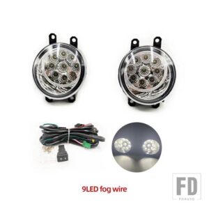 トヨタ シエナ 2010-17 フロント LED フォグランプ クロームトリム ハーネス配線カバーグリル付き - 9LED fog wire