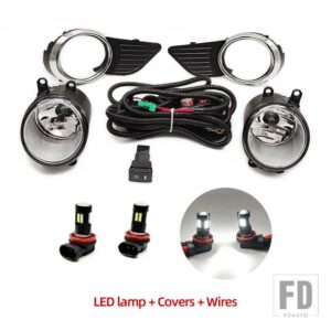 トヨタ シエナ 2010-17 フロント LED フォグランプ クロームトリム ハーネス配線カバーグリル付き - LED full set