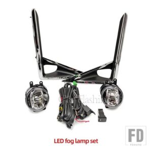 トヨタ 自動車用 LEDフロントバンパーフォグランプフォグランプ VOXY R80 2018-21クロームトリムハーネス配線カバーグリル - LED set