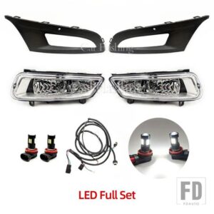 ポロ 6R ヴェント ハッチバック 2009-13-2015 用 1セット 自動車用 フォグランプカバー フォグランプフレーム フォグランプ MK5 6R/6C用 - LED full set