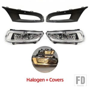 ポロ 6R ヴェント ハッチバック 2009-13-2015 用 1セット 自動車用 フォグランプカバー フォグランプフレーム フォグランプ MK5 6R/6C用 - Halogen and cover