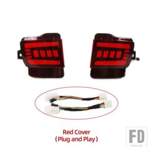 トヨタ リアバックテールLEDバンパーブレーキストップランニングライトフォグランプ ランドクルーザー200 FJ200 LC200 2016-20用 - Red A