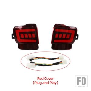 トヨタ リアバックテールLEDバンパーブレーキストップランニングライトフォグランプ ランドクルーザー200 FJ200 LC200 2016-20用 - Red B
