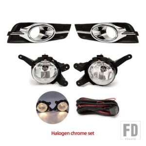 シボレー クルーズ 2009-14 用 LED フォグランプ ヘッドライト ハロゲン フォグランプ カバー グリル フレーム ワイヤーハーネス - Halogen chrome set
