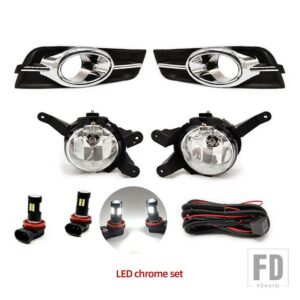 シボレー クルーズ 2009-14 用 LED フォグランプ ヘッドライト ハロゲン フォグランプ カバー グリル フレーム ワイヤーハーネス - LED chrome set