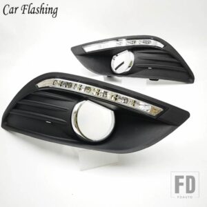 フォード フォーカス 2 セダン MK2 2009 - 2014 用 LED デイタイム ランニング ライト 2個 自動調光機能 DRL フォグランプ ウィンカー付き - White