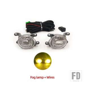 トヨタ 自動車用 LEDフォグランプ ハイラックス レボ 2020 2021 2022 フロントバンパー フォグランプ カバー グリル フレーム カバー ケーブル - Yellow fog and wires