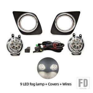 トヨタ LEDフォグランプ RAV4 2009-12 ヘッドライト フォグランプ ケーブル スイッチ グリル カバー ハロゲン フォグランプ フレーム - 9LED set