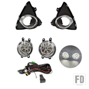 トヨタ 自動車用 LEDフロントバンパーフォグランプフォグランプ オーリス2014 2015ハーネス配線カバーグリルハロゲンエンジェルアイDRL - 9LED set
