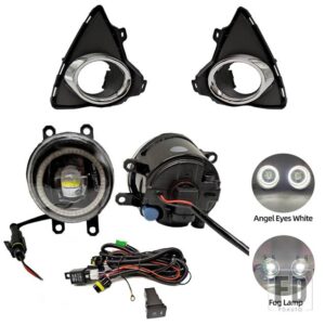トヨタ 自動車用 LEDフロントバンパーフォグランプフォグランプ オーリス2014 2015ハーネス配線カバーグリルハロゲンエンジェルアイDRL - White ring set